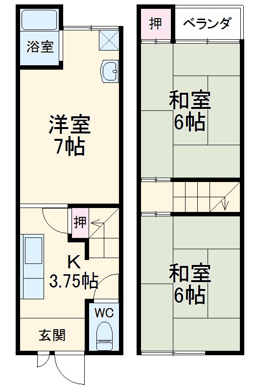 馬場二丁目貸家の間取り