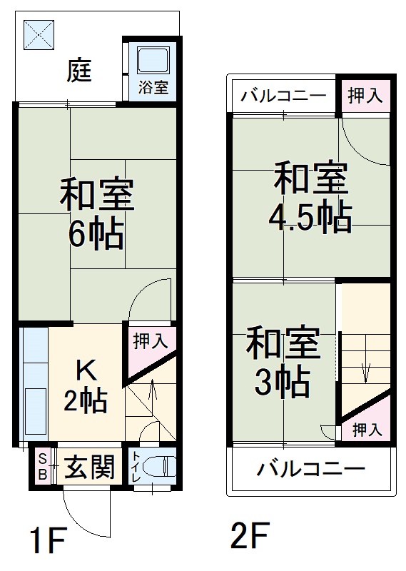 山田御道路町貸家の間取り