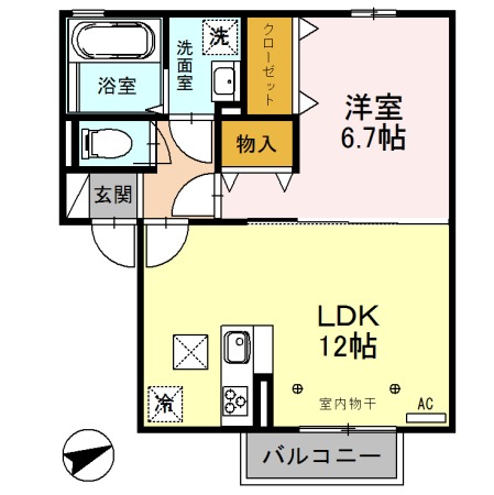シャトーフェニックスII　Ａ・202号室の間取り