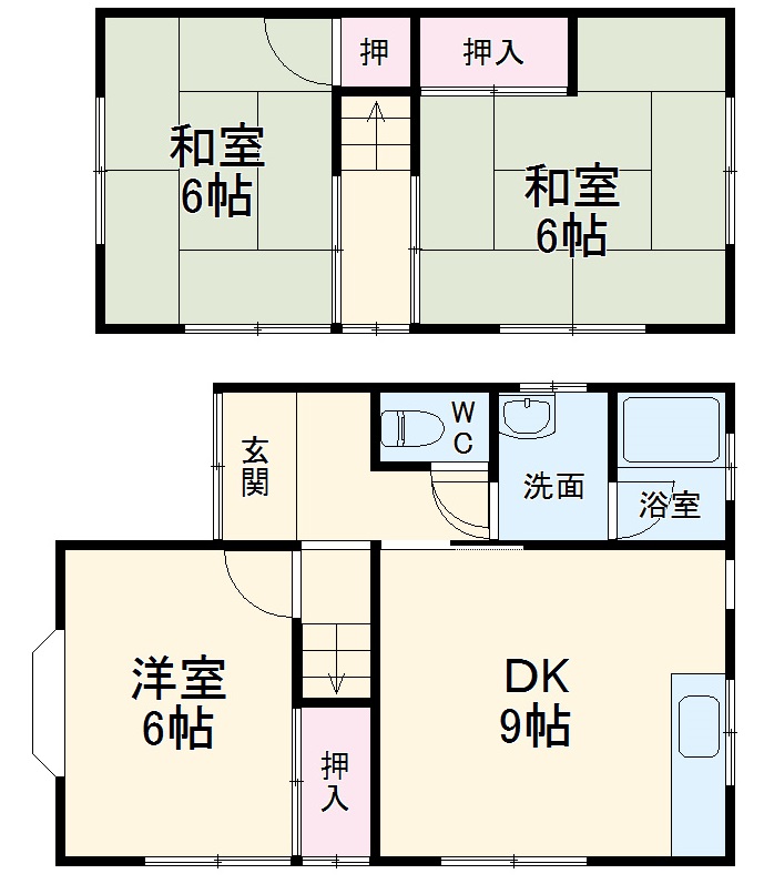 園部町河原町3号貸家の間取り