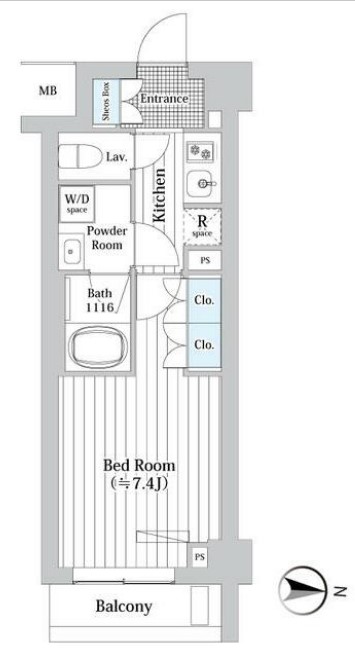 プレール・ドゥーク新宿Ｗｅｓｔ・208号室の間取り