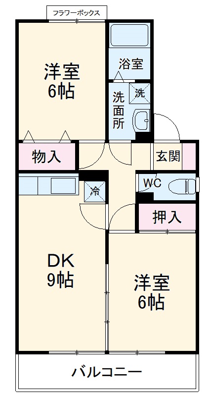 ヒルサイドタウンB棟の間取り