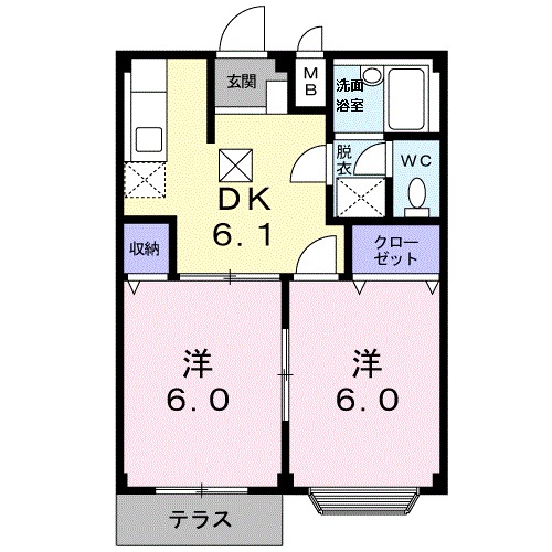 ホワイトルーム飯村Cの間取り