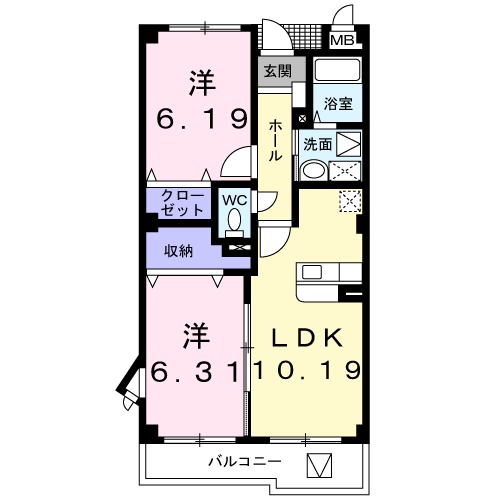 カルム　ソレイユ　ＪＮの間取り