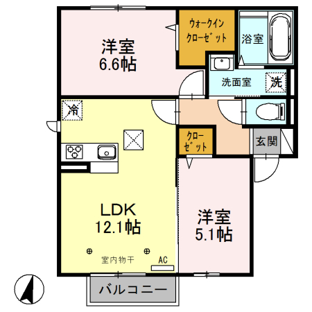 メルヴェーユ・101号室の間取り
