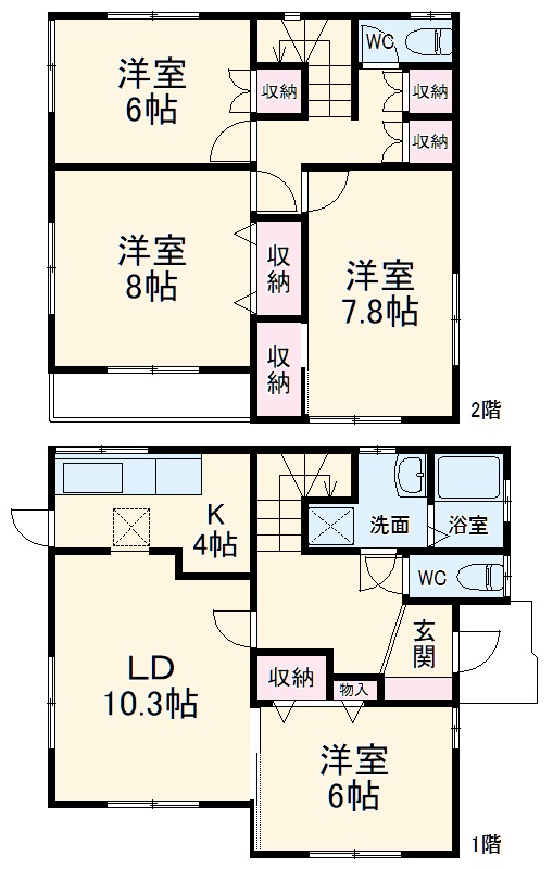 夏見台一戸建貸家2号棟の間取り