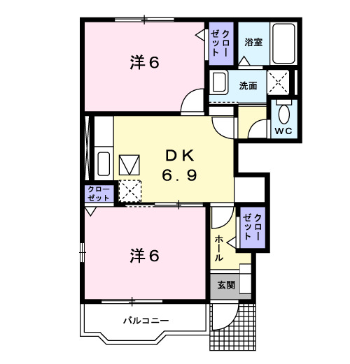 プロムナード Aの間取り