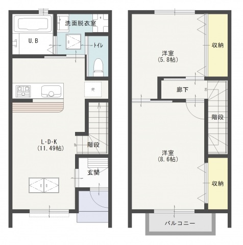 プリエ ローザA号棟の間取り