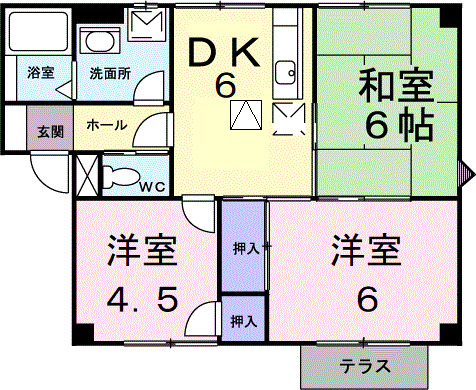 ハピネスハイム中妻 Bの間取り