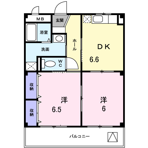 大村町の完工年月(2000年3月)築の賃貸マンションの間取り