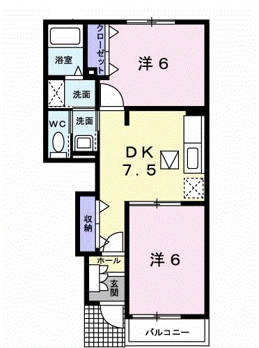 ソレアードホソヤDの間取り