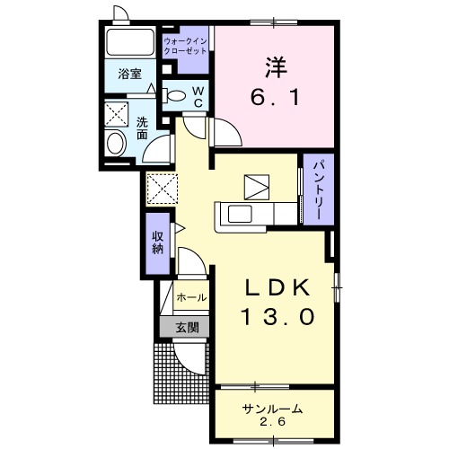 ソレイユ横島Aの間取り