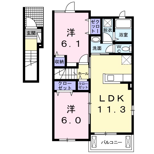 コンフォート・02010号室の間取り