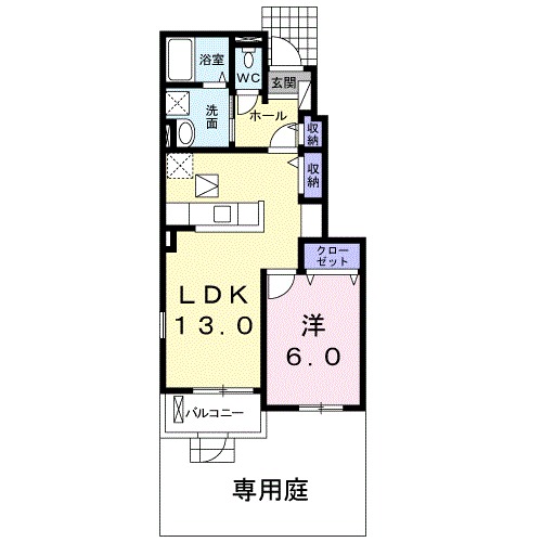本野ケ原の完工年月(2016年9月)築の賃貸アパートの間取り
