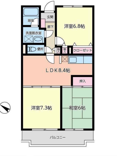 獅子ケ谷の完工年月(1993年2月)築の賃貸マンションの間取り