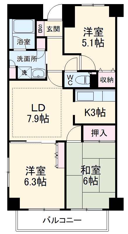 グロリオール里見壱番館の間取り