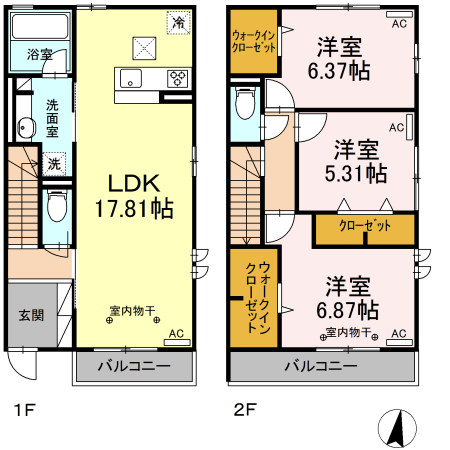 新宿の完工年月(2021年4月)築の賃貸アパートの間取り
