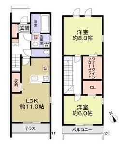 グランディールカシワタナカ　Ｆ棟の間取り