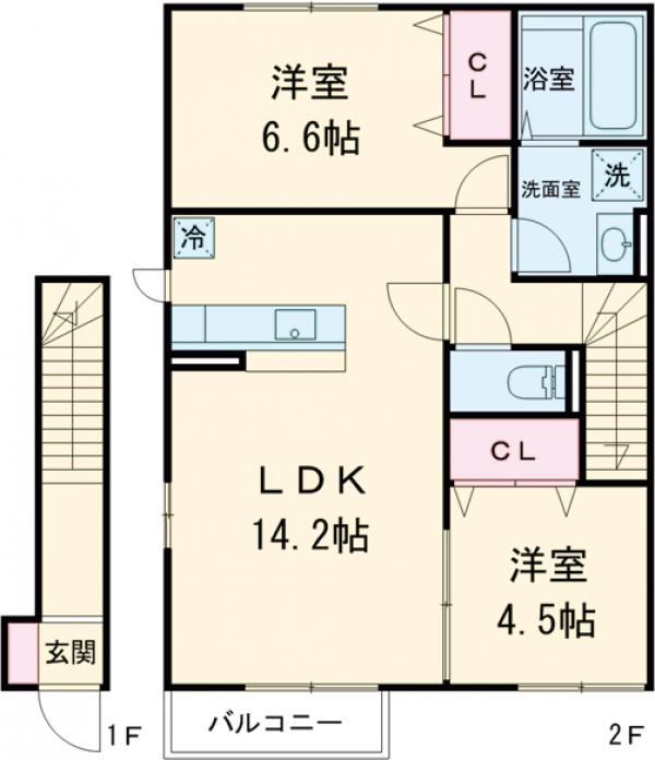 メゾンソレイユ・201号室の間取り