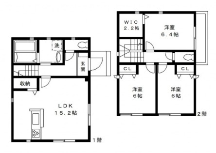 北方戸建貸家 Aの間取り