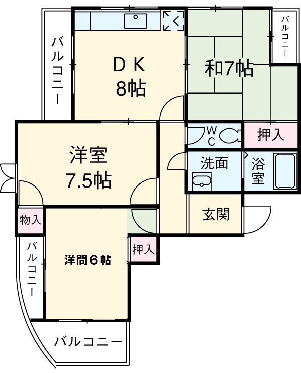 クィーンズコート鴨江の間取り
