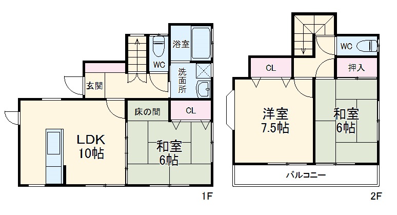 曽屋弘法戸建ての間取り