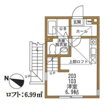 ハーミットクラブハウス鶴見ツクノ・103号室の間取り