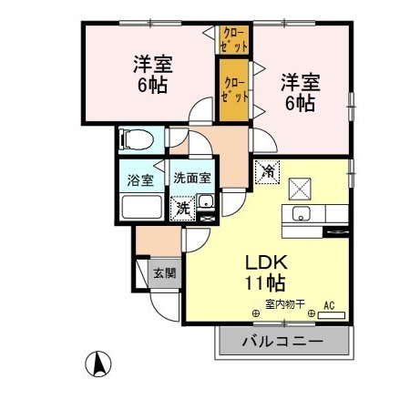 グリーン・リーフ熊倉 Eの間取り
