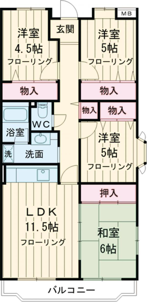 ブランニュー別所１号棟・401号室の間取り