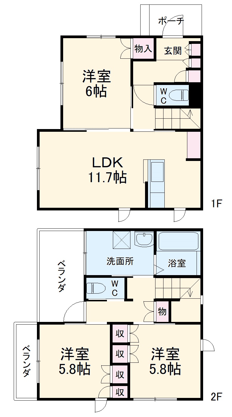 神明貸家D棟の間取り