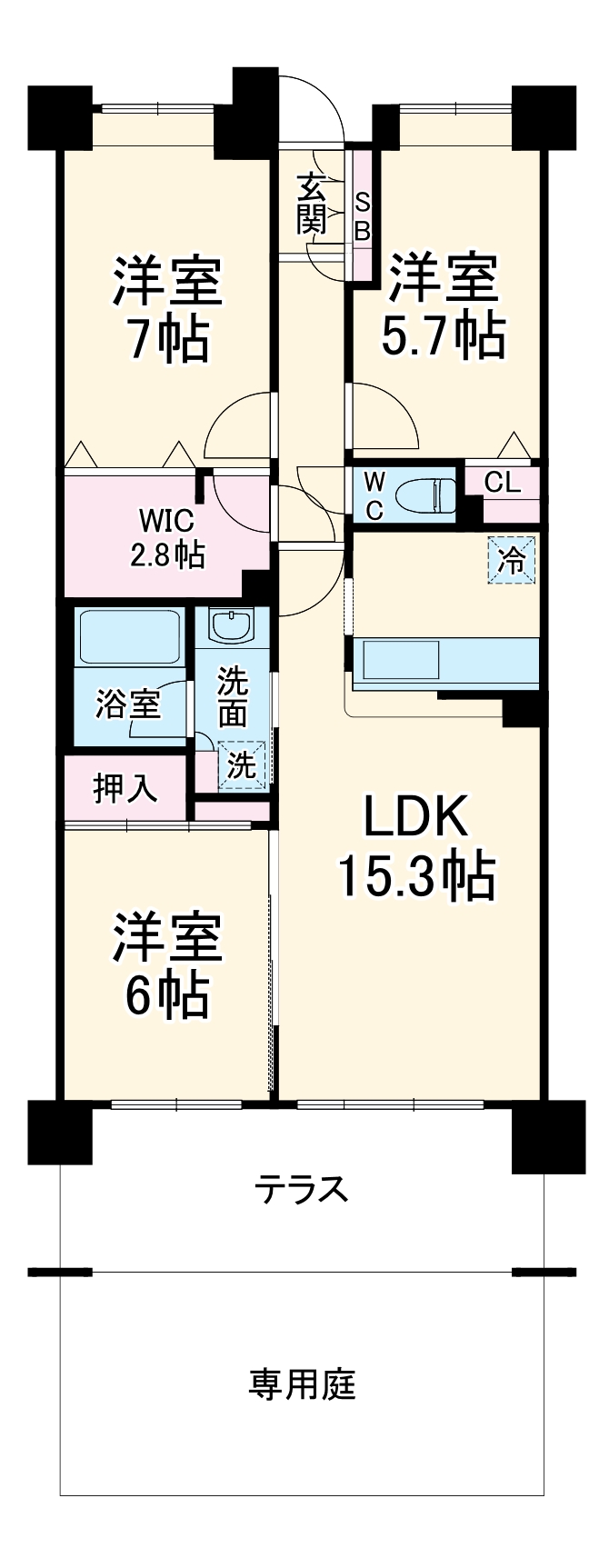 クレストフォルム綱島ガーデンコートの間取り