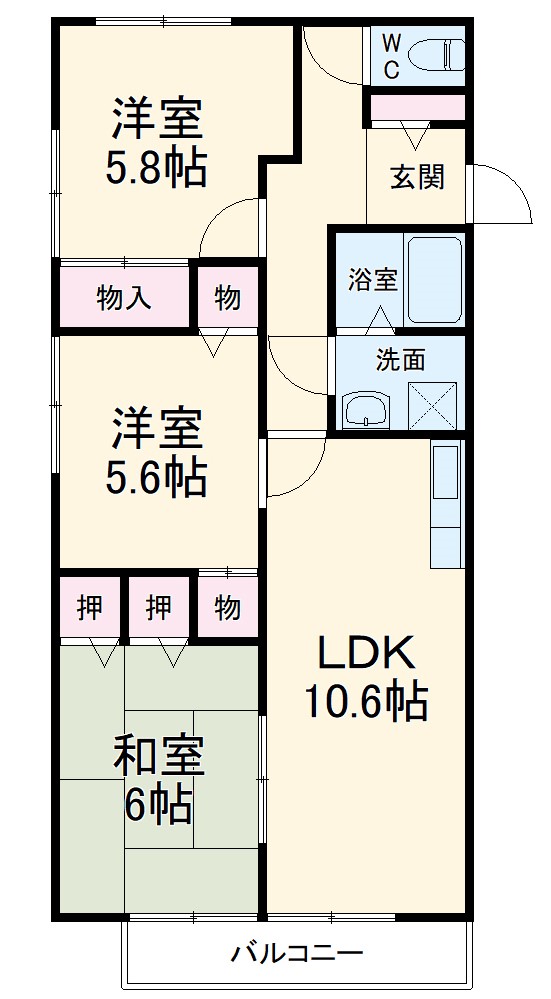 芳川町の完工年月(2001年12月)築の賃貸アパートの間取り