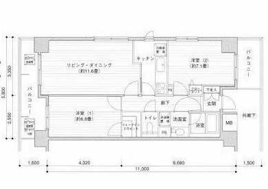プライムアーバン目黒リバーフロントの間取り