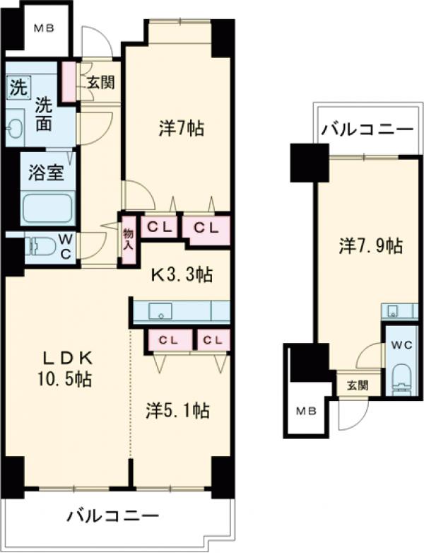 品川シーサイドビュータワー　Ⅰの間取り