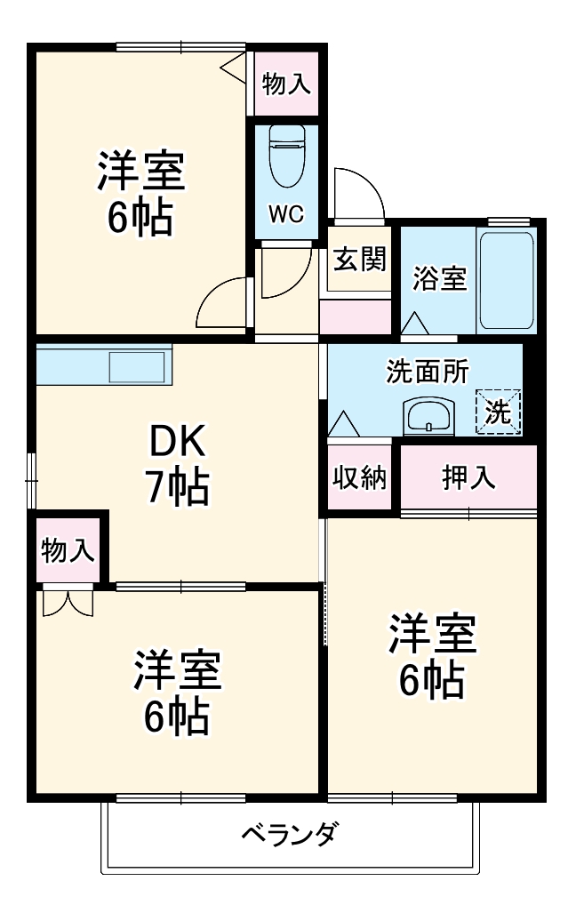 蓮花寺ハイツ Aの間取り