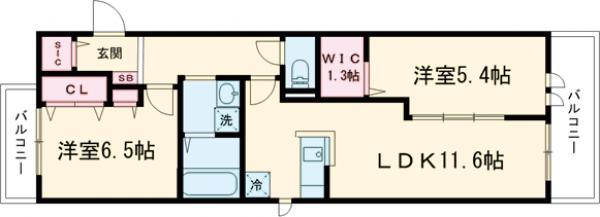 白糸台の完工年月(2021年8月)築の賃貸アパートの間取り
