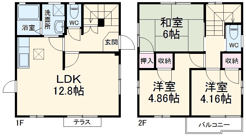 田野井貸家B の間取り