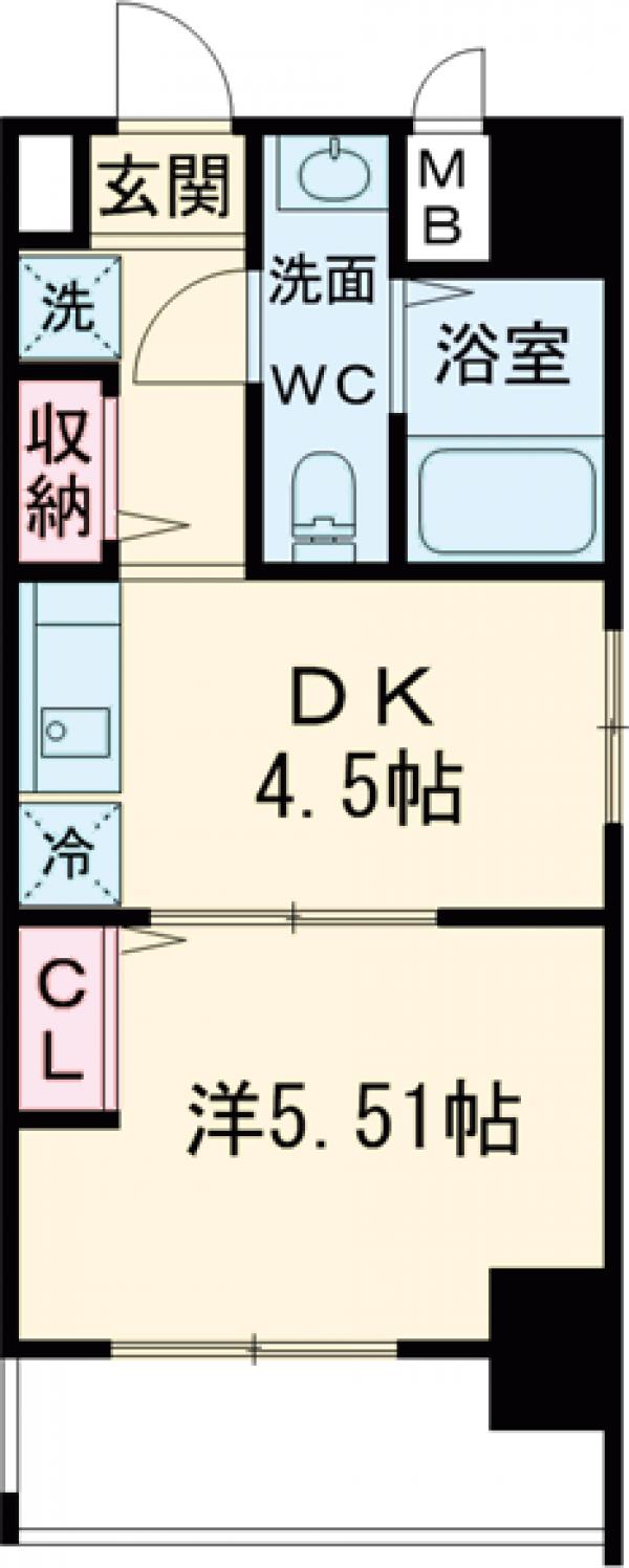 ペアパレス六町２号館・606号室の間取り