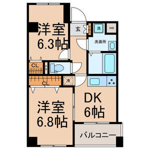 金山の完工年月(2005年9月)築の賃貸マンションの間取り