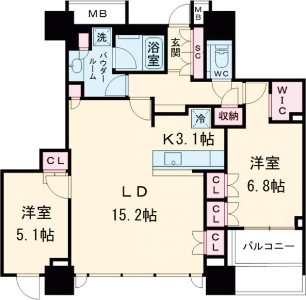 シティタワー武蔵小山　タワー棟・2908号室の間取り