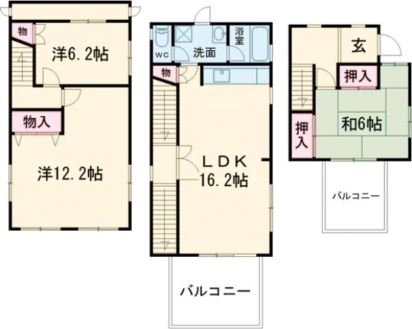 桂坂貸家(北沓掛町)の間取り