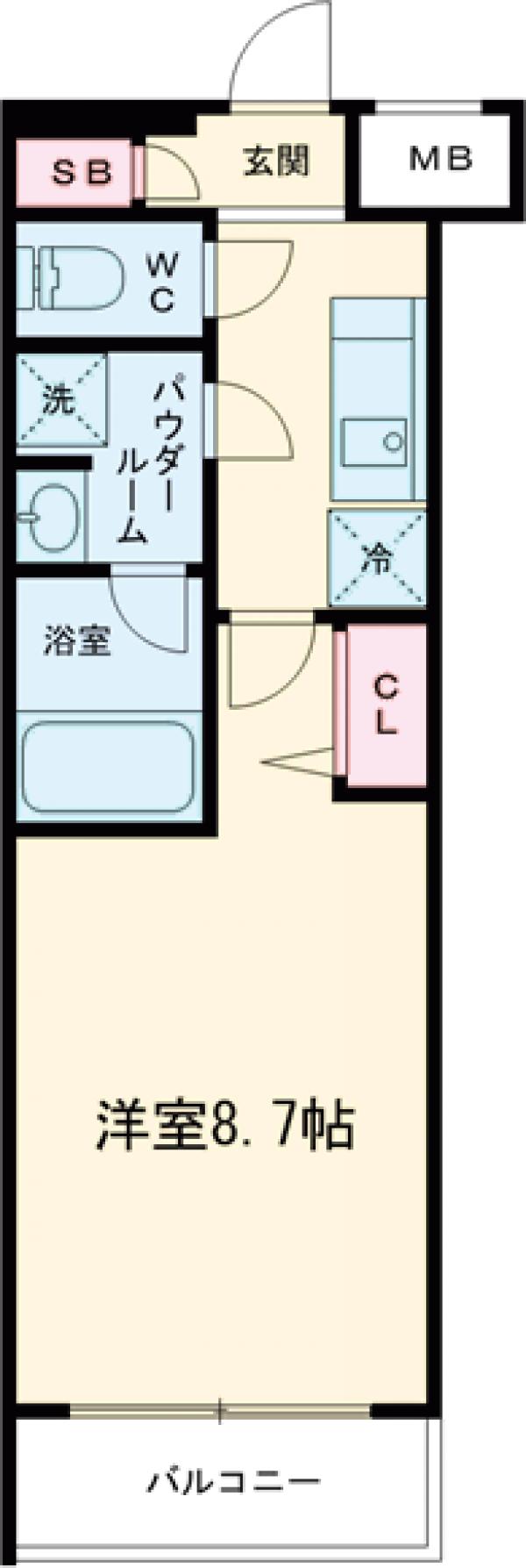 ＰＲＥＭＩＵＭ　ＣＵＢＥ　東中野・405号室の間取り