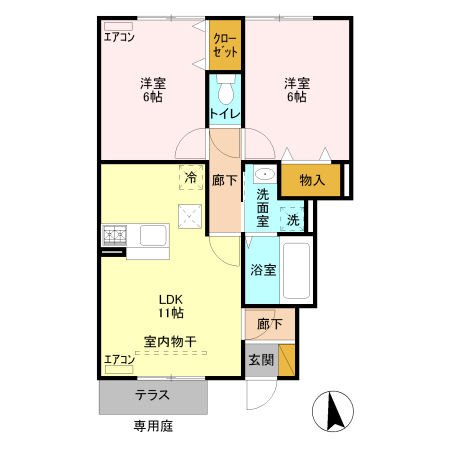 グランシャリオ大胡 Bの間取り
