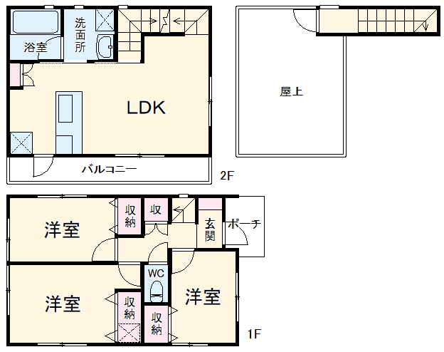 栢山貸家(LILIUM)(リリウム)E棟の間取り