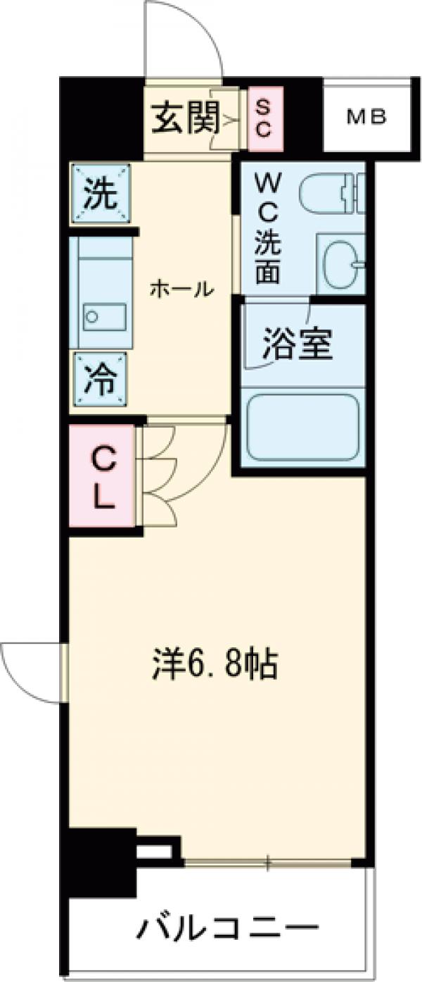 プラウドフラット戸越公園・313号室の間取り