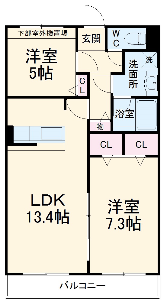 寺戸町の完工年月(2019年1月)築の賃貸マンションの間取り