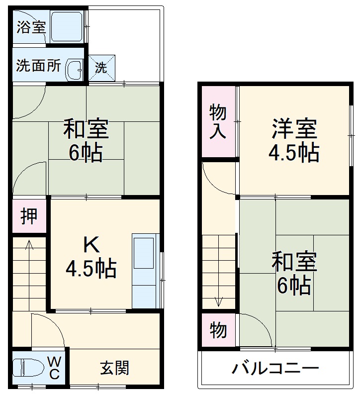 大山崎町貸家の間取り