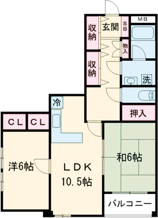 原町田の完工年月(1991年3月)築の賃貸マンションの間取り