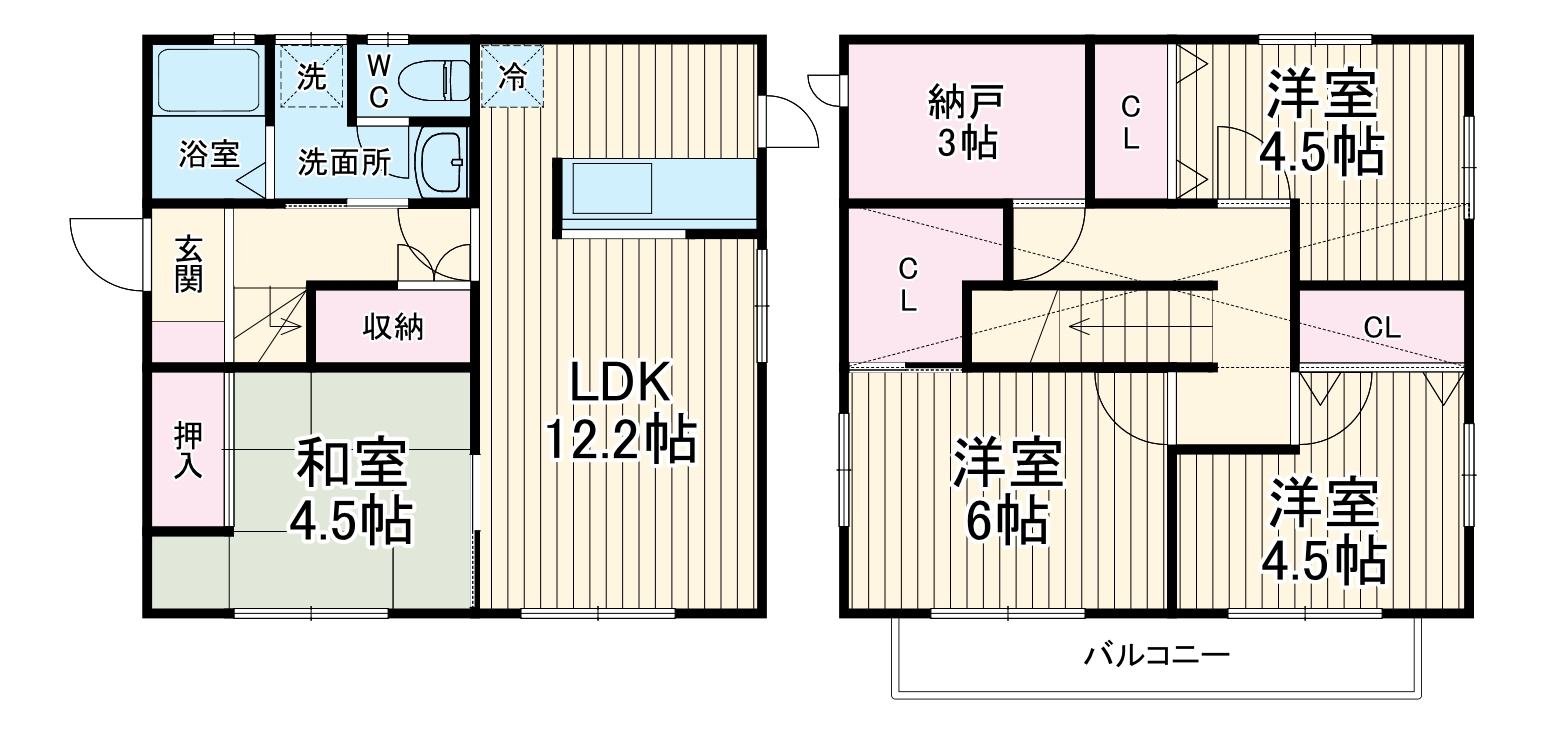二宮町松根戸建て住宅の間取り