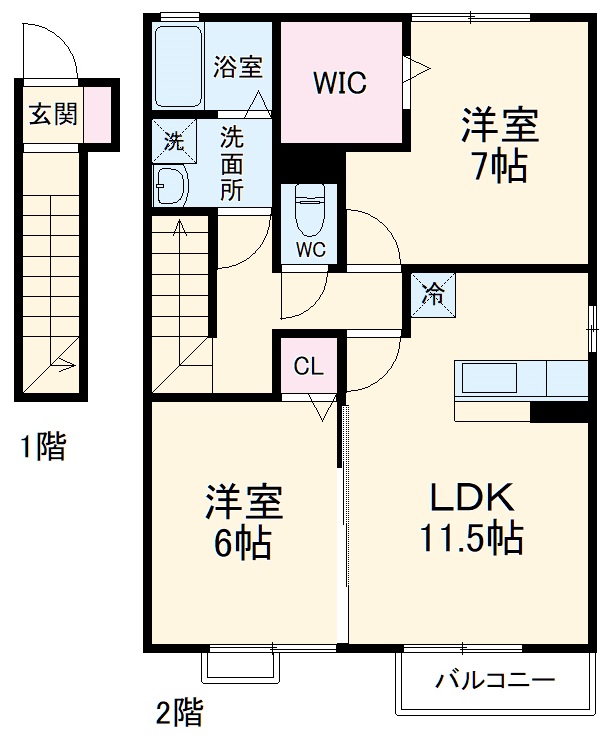 グレイス若久 A棟の間取り